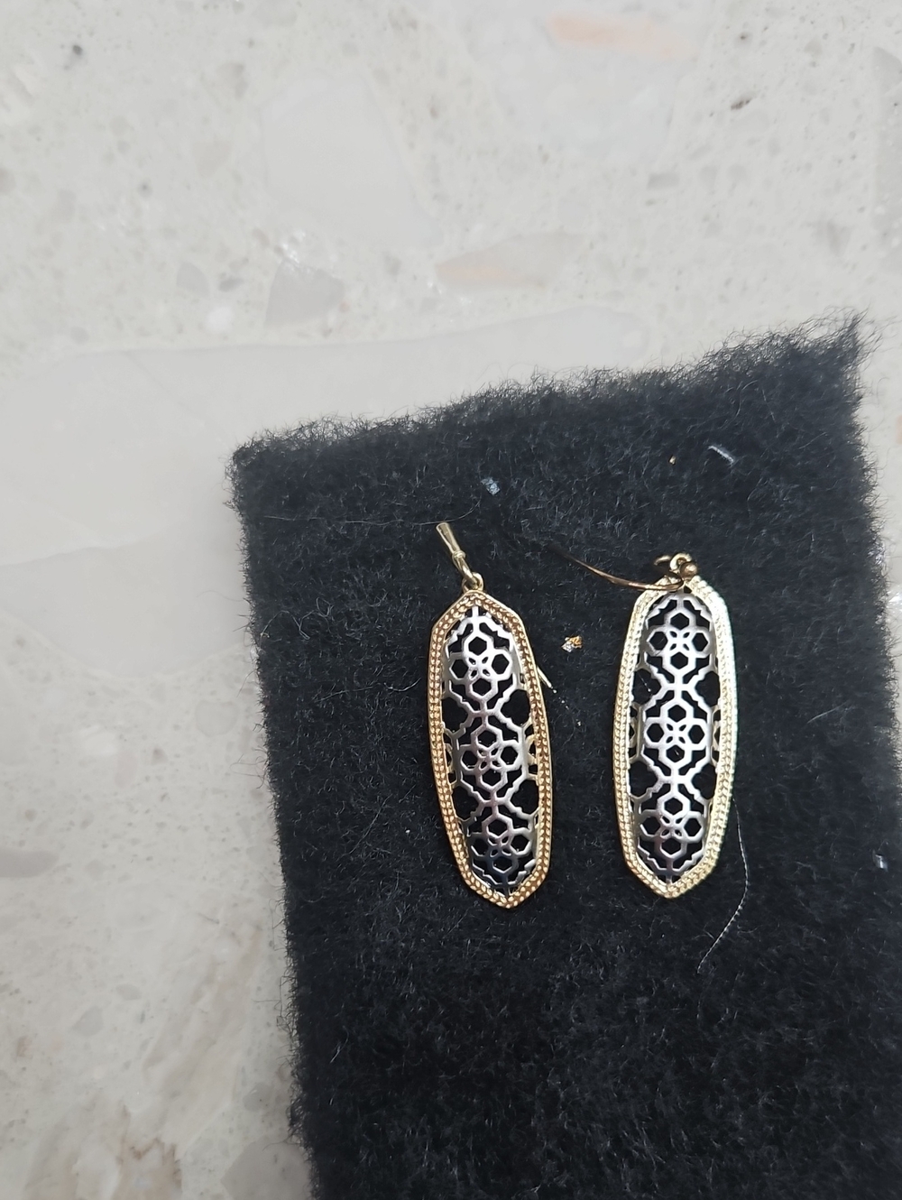 Gold and Black Filigree Drop Earrings - Women Jewelry